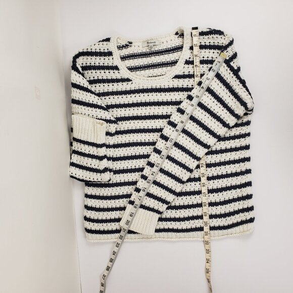 Madewell XXS Sweater Open Knit White/Deep Navy Blue Stripes Women XXSmall - Picture 8 of 13